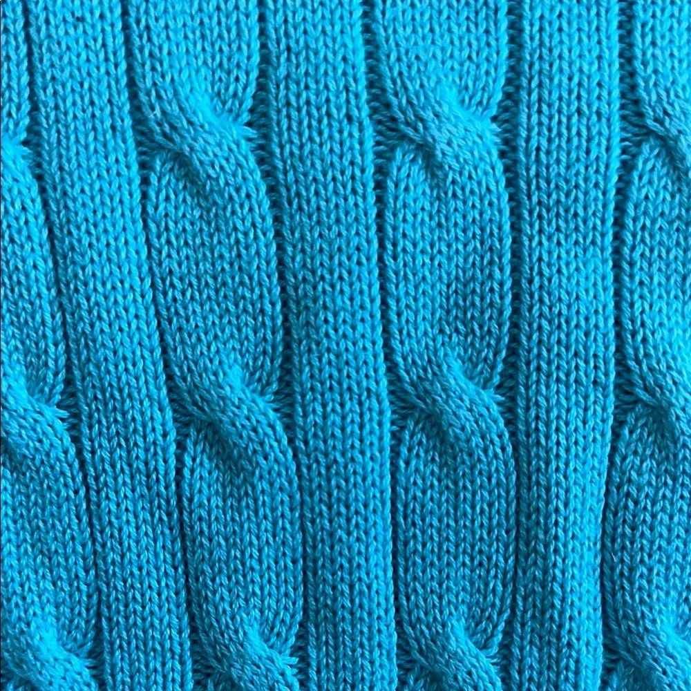 Ralph Lauren Turquoise Blue Crew Neck Cable Knit Sweater, size L - Picture 4 of 7